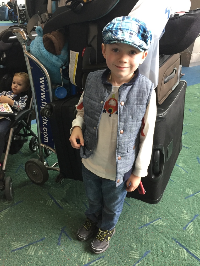 Niko is ready to board the plane.